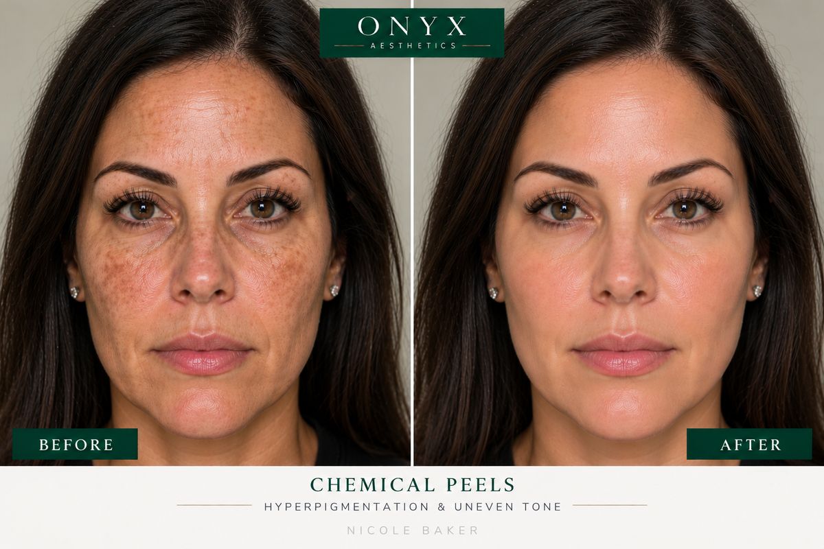 Chemical peel before and after: hyperpigmentation and uneven tone